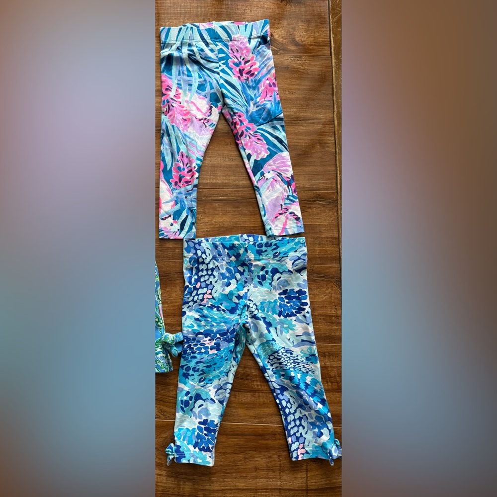 Lilly Pulitzer Vibrant Blue and Pink Kids Leggings set of 2